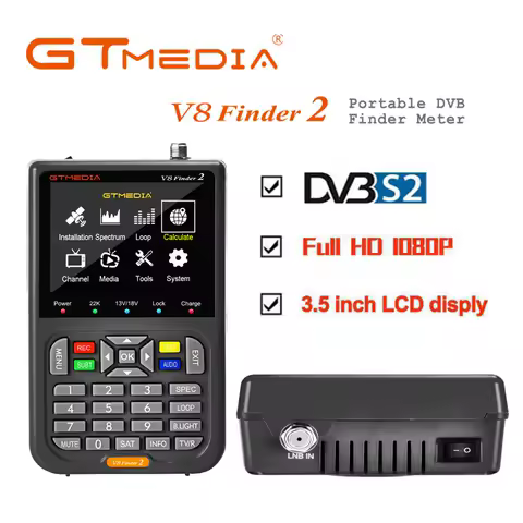 Original GTMEDIA V8 Finder 2 Satellite Digital Signal Finder DVB-S/S2/S2X 1080P HD H.264 VS ST-5150 V8 FINDER PRO WS6933 WS6980