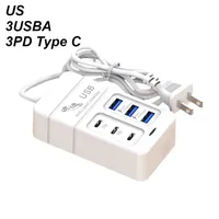 35W Charger 6 USB Out PD Type C Super Charge Quick Wall Chargers USB  Adapter Mobile Phone EU US Plug USB Type C Charger