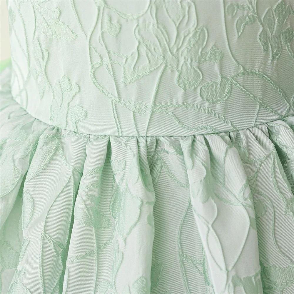 Girls Green Trailing Party Holiday Dress Baby Fashion Birthday Princess Dresses Toddler Girl Formal Evening Prom Gown Kids Wear