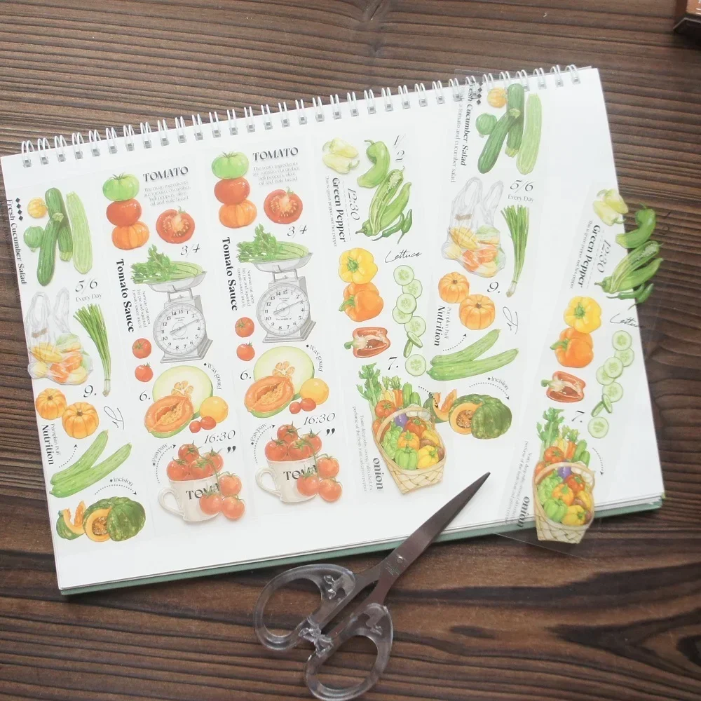 

6 Sheet Love Cooking Vegetables and Onions PVC Sticker Design AS Gift Tag Gift Seal Decoration Scrapbooking DIY Sticker