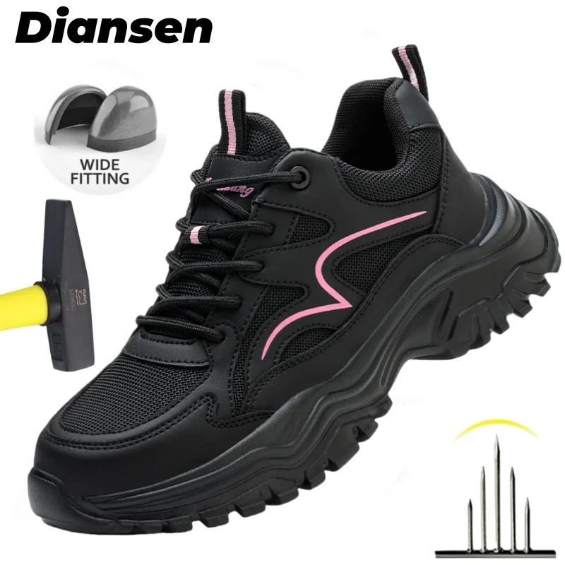 

Женская защитная обувь для работы, защитные ботинки, дышащие, устойчивые к проколам спортивные рабочие кроссовки со стальным носком, строительная обувь на платформе
