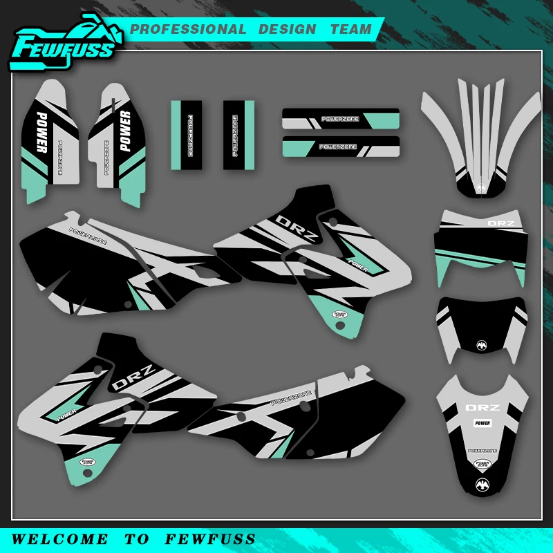 

Fewfuss For SUZUKI DRZ400 SM S E DRZ 400 SM S E 99-01 05-22 Graphics Decals Stickers Motorcycle Custom Number Name Background