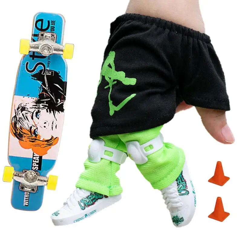 Mini set di scooter da dito con pantaloni Giocattoli per scooter da dito Piccolo scooter da trucco per bomboniere Giocattoli per bambini Allenamento con le dita