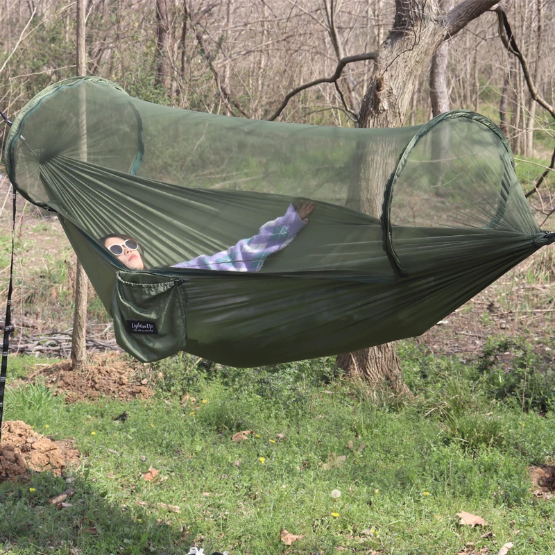 

Green Camouflage Nylon Hammock, Mosquito Net Hammock In One, Single Use, Mosquito Proof, Portable, Easy To Build