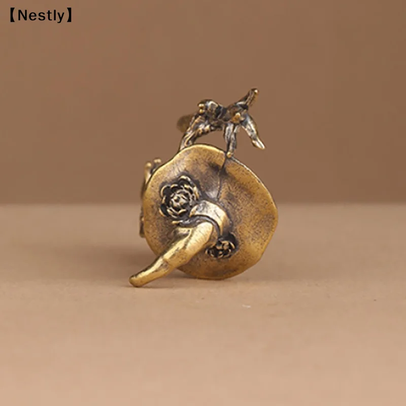 Vintage-Messingfigur Zauberer-Frosch, Schreibtisch-Ornament, Metall, niedliche Figuren, Miniaturen, Heim- und Bürodekoration, Auto-Ornamente〔Nest〕 – Detail 8