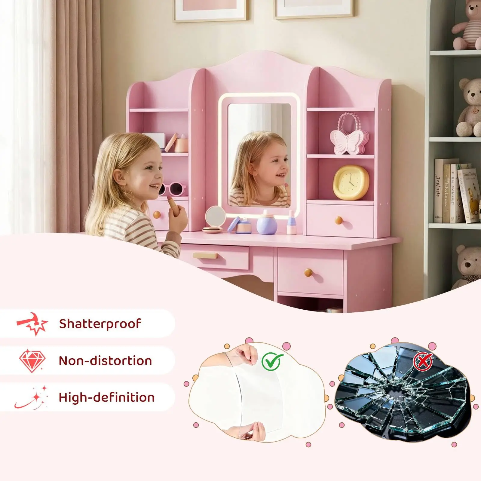 Kinder-Schminktisch mit 3-Farb – Dressing Table Vanity With Lighted Mirror Bewertung und Preis