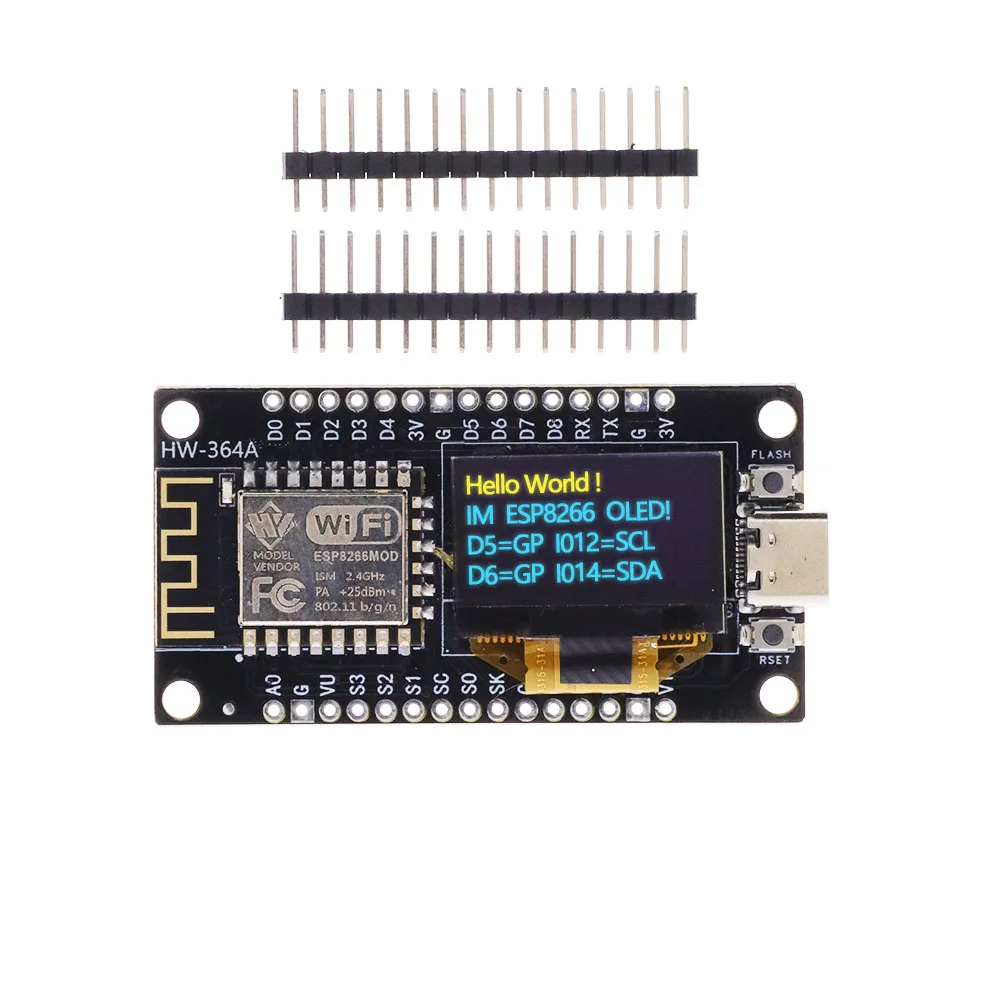 NodeMCU Development Board with 0.96‘’ OLED Display,CH340,ESP-12E WiFi Module,Micro Type-c USB for Arduino/Micropython ESP8266