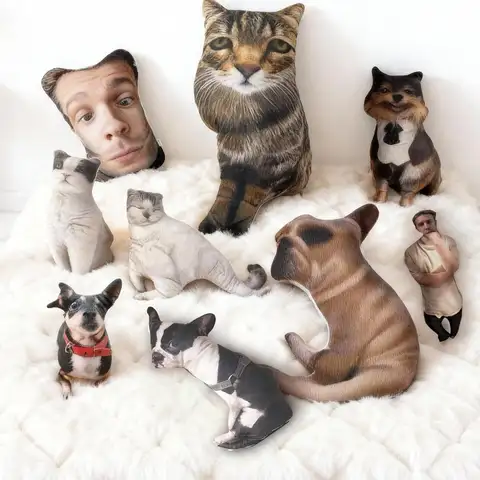 Custom Ugly Pet Pillow - Personalized Cute Dog Cat Pillows with Funny Photo - Customized Stuffed Animal Pillow Without White Edg