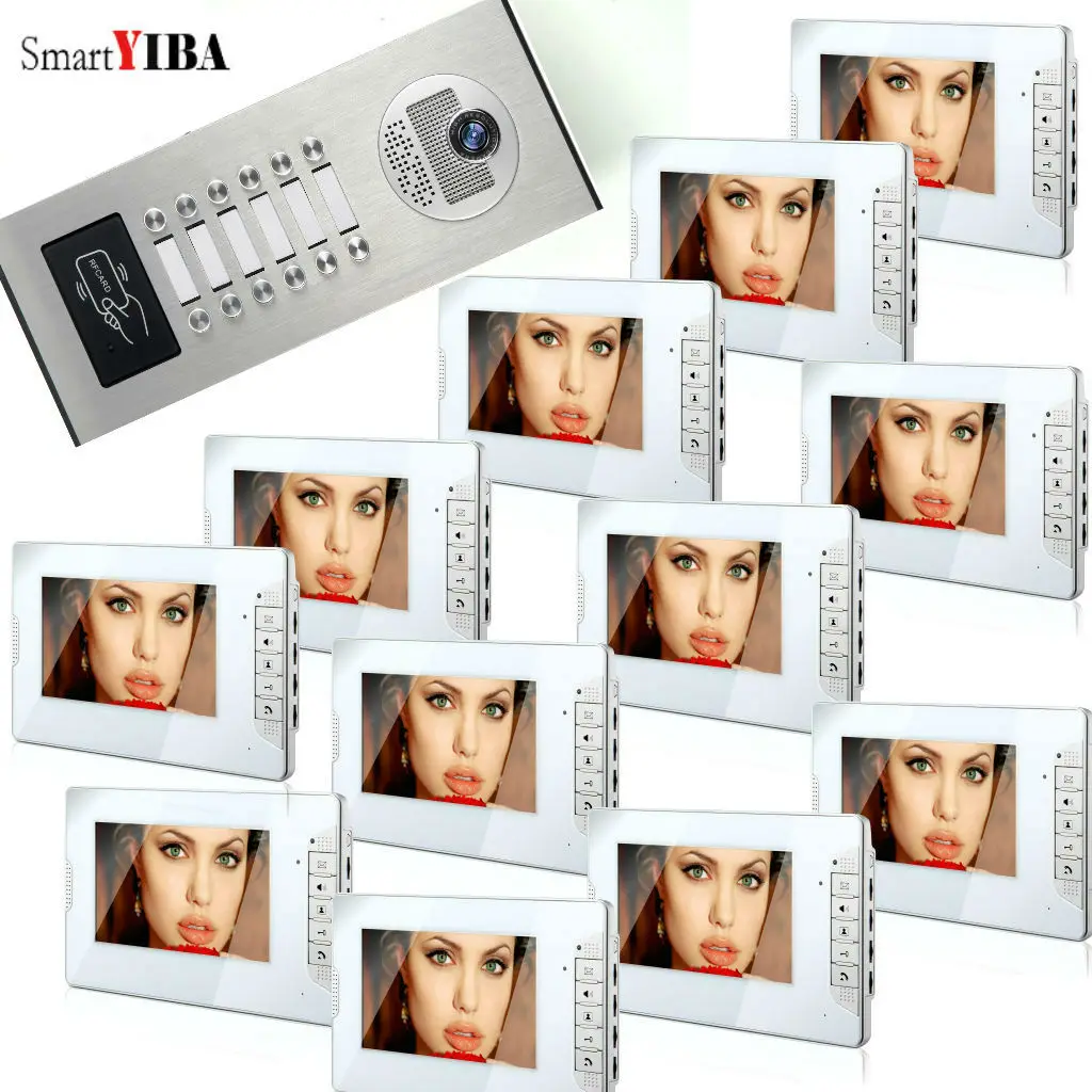 SmartYIBA RFID Access Outdoor Camera Video Door Phone For 2 to 12 Units Buildings Households Wired Intercom System Kits