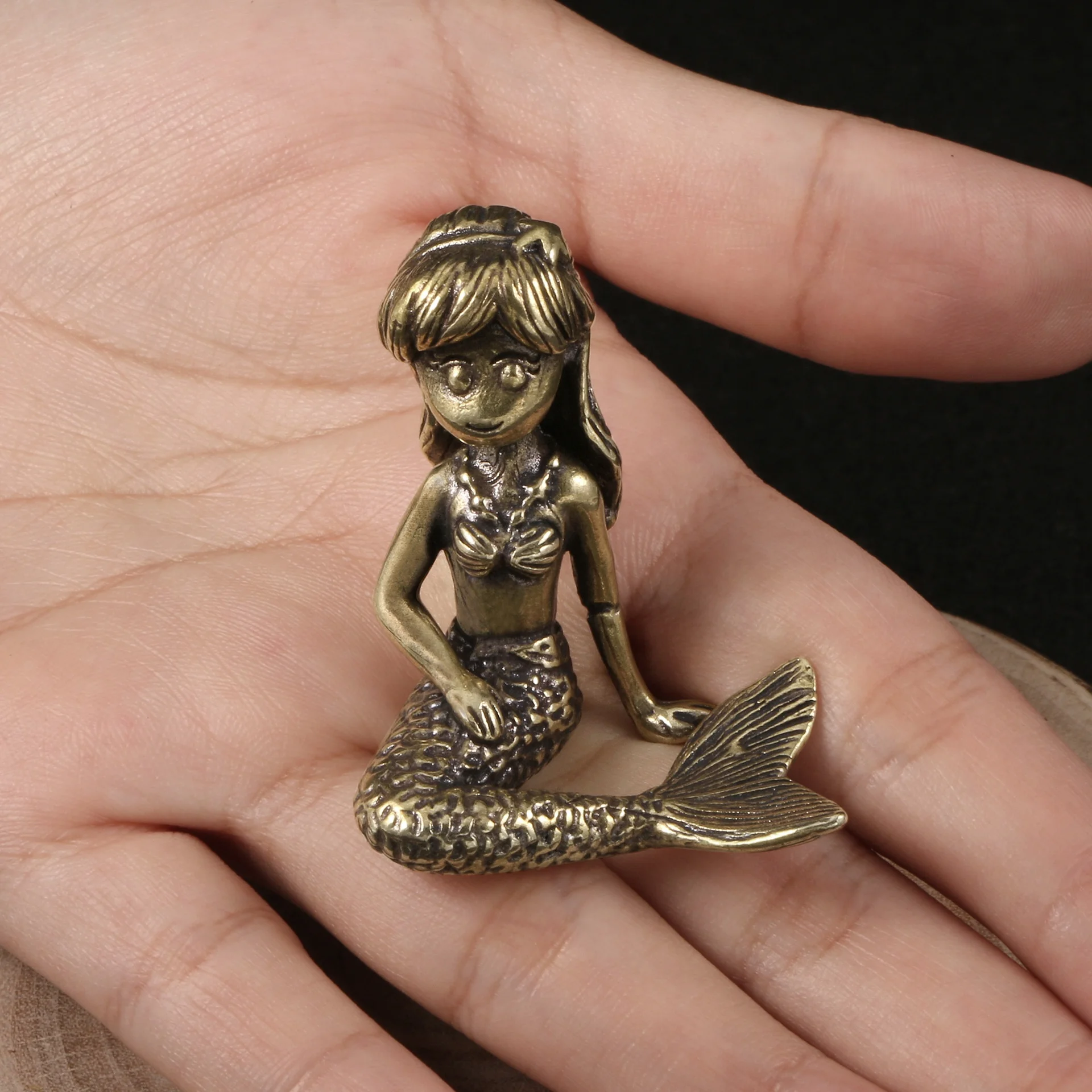 Mermaid Brass Jewelry Office Desktop Bronze Decoration Crafts