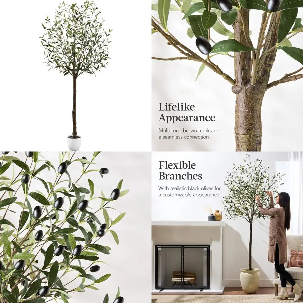 

Реалистичное искусственное оливковое дерево с кашпо, декоративный элемент для интерьера с плодами и листьями