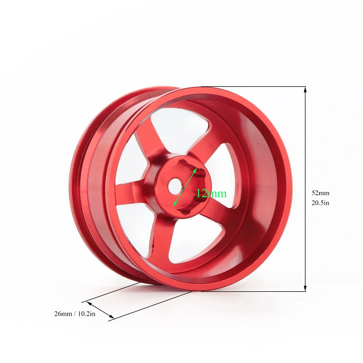 52 x 26 mm 4 Stück Felgen für RC-Cars 1/10 Flat Running Drift Aluminiumlegierungsräder Rot