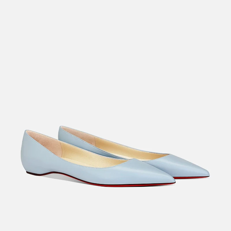 New style small and fresh interior height increasing pointed temperament light mouth blue matte flat shoes women's single shoes