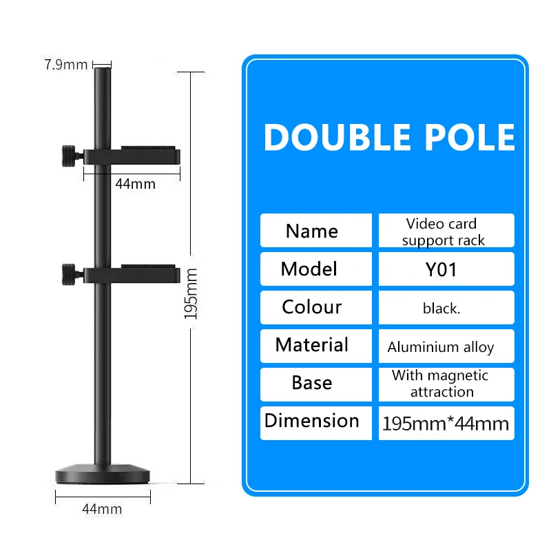 Support vidéo plongeant en alliage d'aluminium, support GPU, support Jack, boîtier PC de bureau, kit de refroidissement, support de cartes vidéo