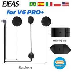 Original earphone For EJEAS Q8 V4PLUS  V6Pro+  V7 Q7 Type-C Plug  Helmet Headset with Speaker Microphone Optional Clip & Base