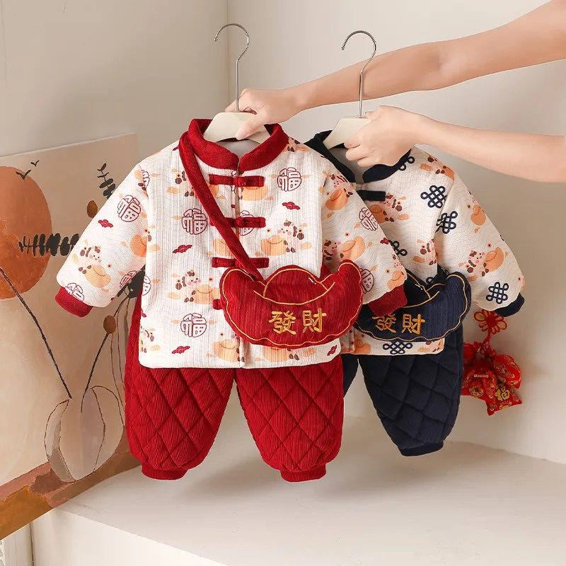 

Baby New Year Celebration Clothes Winter Cotton Jaet Outfit Birthday One-Hundred Days Ceremony Boy's Formal Wear Ensemble