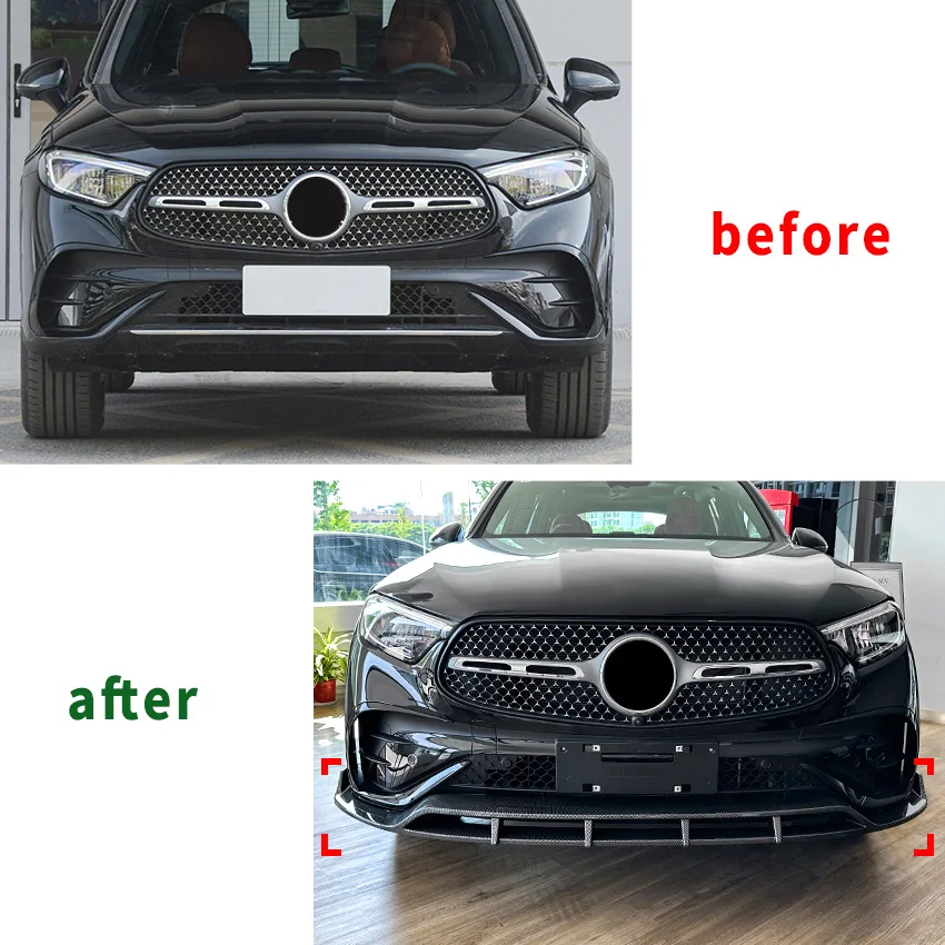 For Mercedes Benz GLC X254 AMG Line GLC260 GLC300 2023+ Car Front Bumper Lip Spoiler Diffuser Body Kit Auto Accessories