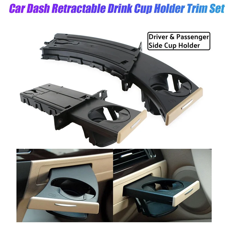 

Durable-1Pair Car Retractable Drink Cup Holder Trim Set LHD Beige For BMW E90 E91 E92 E93 2005-2012 51459173473