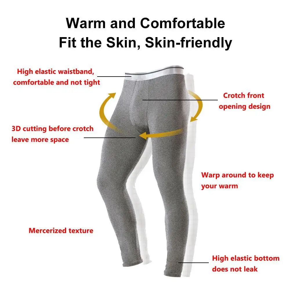 Men\'s Thermal Underwear Pants Winter Thick Fleece Lined Long Johns Warm Leggings Base Layer Bottoms