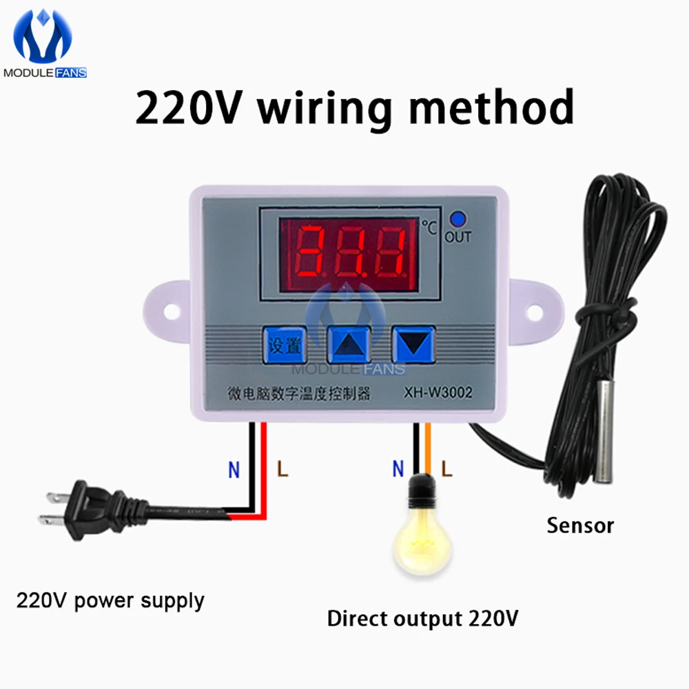 XH-W3001 W3002 Water Cooler Temperature Controller 12V/24V/110V 220V Fridge Thermostat Switch Water Heating Sensor  for 12v fan