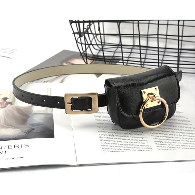 Y2K Vintage Belt Bag Gothic Fanny Packs For Women Punk Metal Buckle Belts PU Leather Travel Waist Purse Female