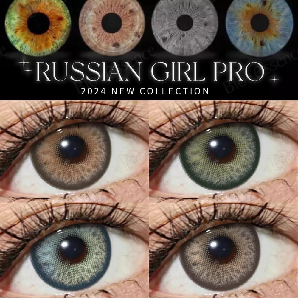 Bio-Essense Pro Lentes de Contato, Lentes Azuis para Olhos, Olhar Natural, Lentes Marrons, Russian Girl, Moda, Novo, 1 Par, 2024