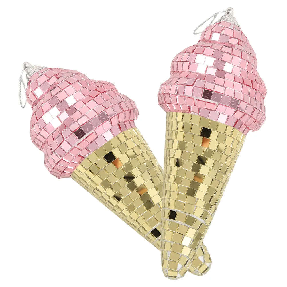 

2Pcs Ice Cream Disco Ball Hanging Decor Party Decorations Room Hanging Disco Ball Dessert Ornaments Summer Indoor Outdoor