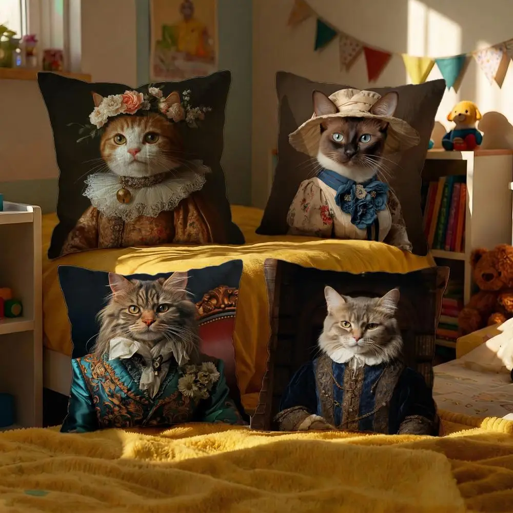 

Декоративные наволочки для подушек Art Renaissance Royal Cat Funny, 4 штуки, 50x50, 45x45, 40x40 см, для дивана