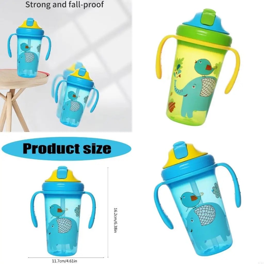 

97BE Baby Sip Cup with Cartoon Designing, Portable Easy Grip Handle Leakproof Water Cup Learning to Drink Water Bottle