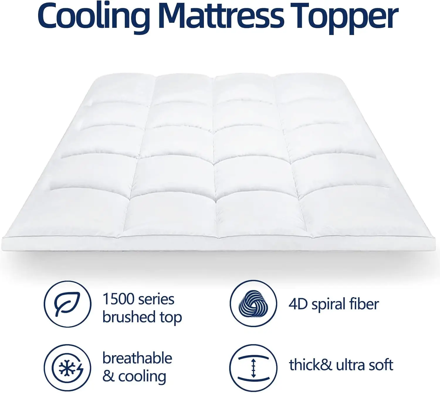 

Mattress Topper Queen for Back Pain, Extra Thick Mattress Pad Cover, Plush Pillow Top, Deep Elastic Pocket, White