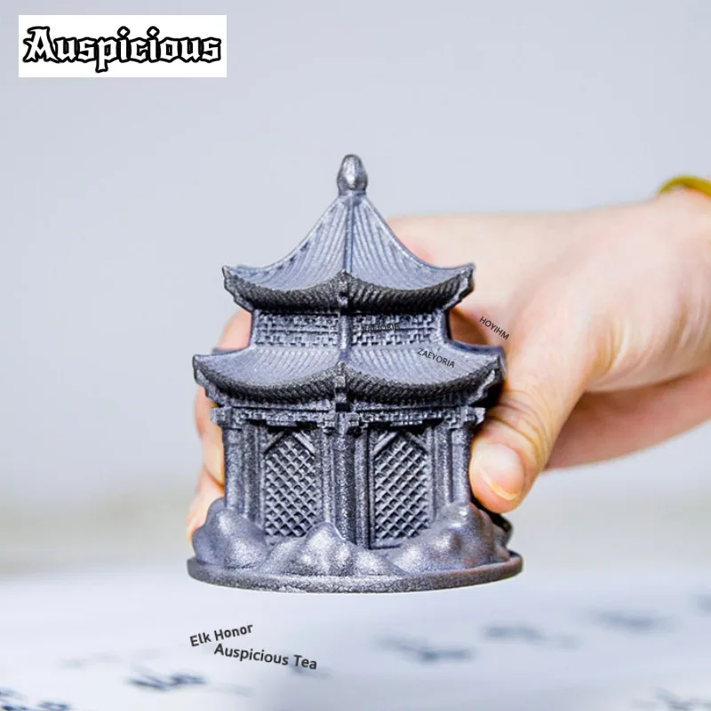 ZAEYORIA Ancient Pavilion Tea Pet Ancient Lucky Model Tea Figurine Play Toys Tea Statue Ornaments Office Table Lucky Model Craft