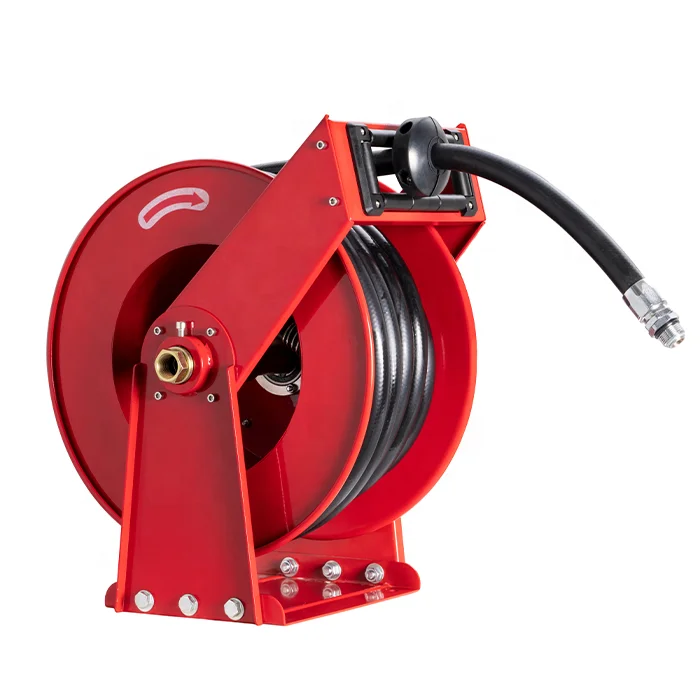 Professional Heavy Duty Automatic Retractable Diesel Hose Reel with Spring Driven Cast Iron Copper Construction for Commercial I