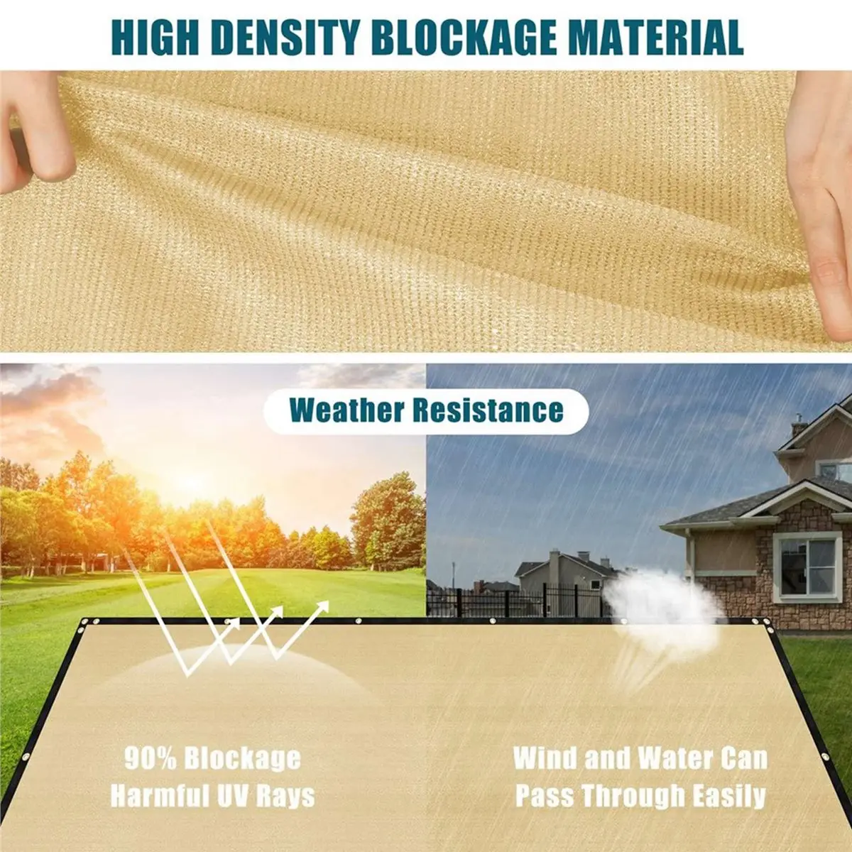 ABNQ Sun Shade Netting, 3x4m HDPE Anti-UV Sun Protection Net with Eyelets for Patio, Garden, Greenhouse, Pergola
