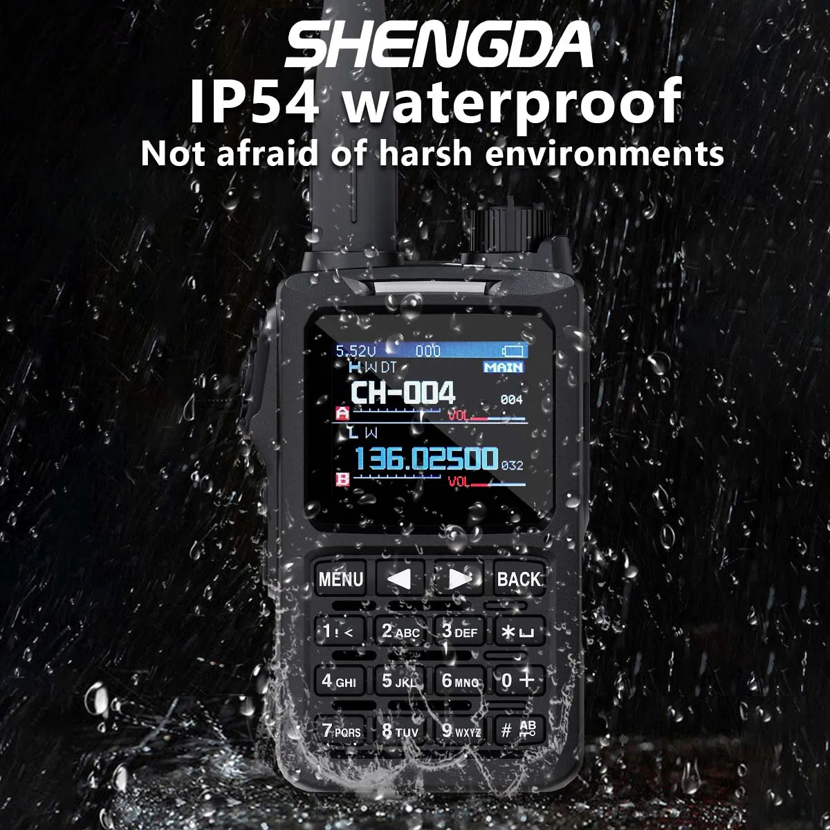 SHENGDA FT-70 무전기 5W 원키 주파수 매칭 채널 스캔 UHF/VHF 4밴드 LCD 디스플레이 대용량 배터리