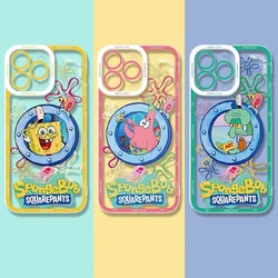 Lovely SpongeBobs Phone Case For iPhone 15 14 Pro Max 13 12 Mini 11 Pro XR XS X 8 7 6 6S Plus SE 2020 Clear Silicone Back Cover