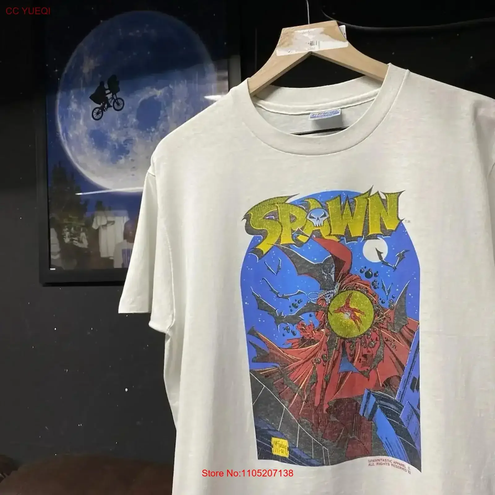 تي شيرت كلاسيكي 1992 Spawn Comic تي شيرت رجالي متوسط مغسول قليلاً أنيق متعدد الاستخدامات قابل للتمدد يسمح بمرور الهواء للرجال موضة عتيقة #1