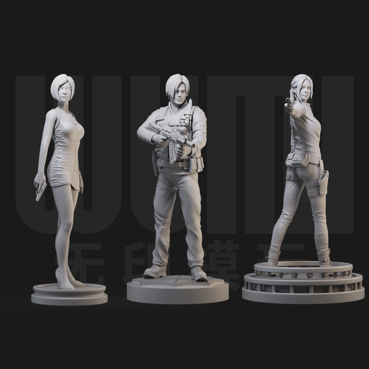 

Miniatures Figure 1/24 1/18 Resin Female Male Ada Wong Jill Lyon Claire Hold gun GK Unassembled Unpainted Figure Diorama Model