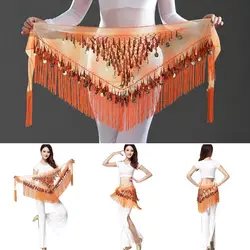 Falda de bailarina de Tailandia/India/Árabe para mujer, bufanda de cadera para danza del vientre, cinturón envolvente, falda de bailarina, disfraces de espectáculo femenino, borlas de lentejuelas