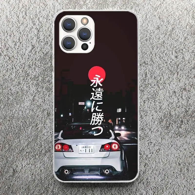 JDM Type R Civic Sport Car Print Soft Case for iPhone 16 15 14 13 12 11 Pro Max Art Phone Shell XS XR X SE 7 Plus 8 Pattern Cove