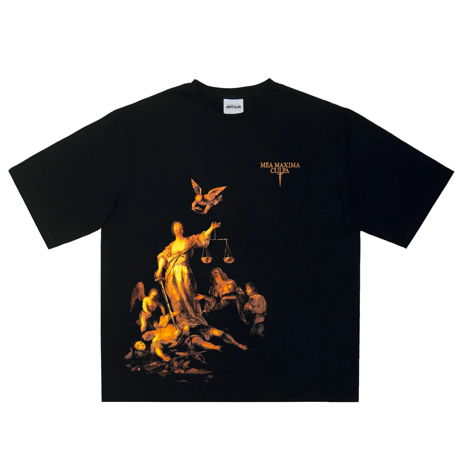 

Уличная одежда больших размеров, мужская одежда, черная футболка с графическим принтом «Справедливость», хлопковые топы с короткими рукавами в стиле хип-хоп, панк, готические майки Y2k