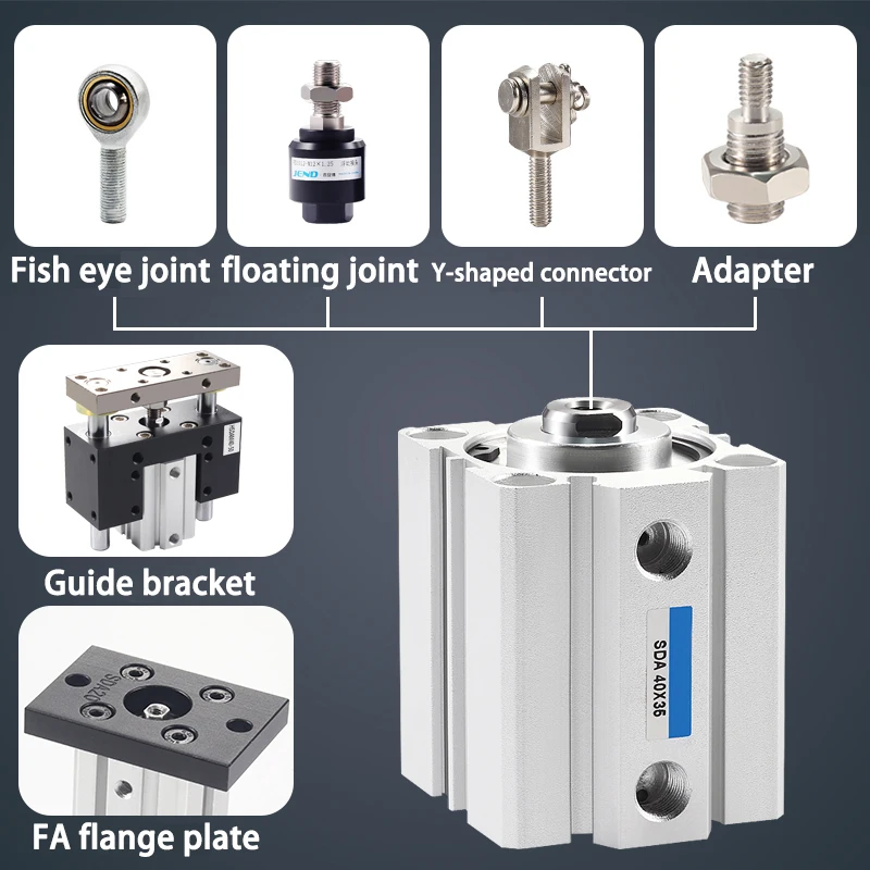 AIRTAC Type air pneumatic cylinder SDA25x50 double acting compact cylinder SDA25 Bore 25 mm stroke 5-100mm female /male thread