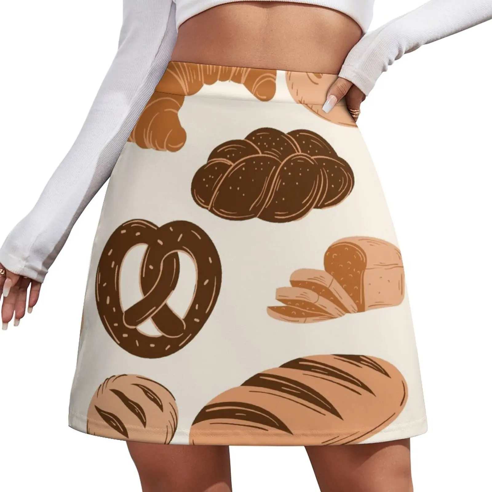 

Bread Lovers Collage Mini Skirt chic and elegant woman skirt korean style clothes women's summer dress 2025 Mini Skirt