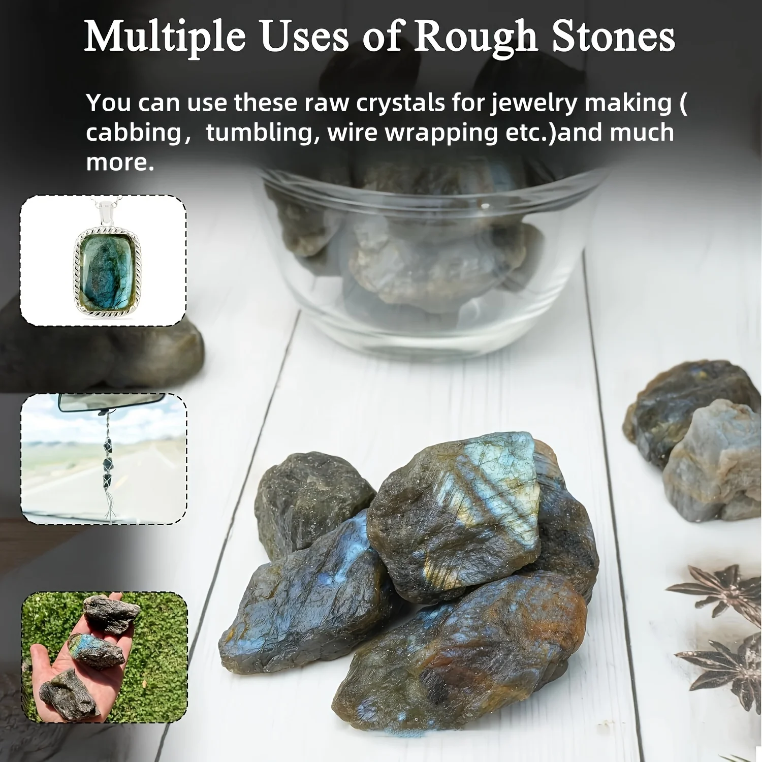 Rough-textured natural labradorite stone, suitable for grinding, polishing, and home or office decoration. view 3