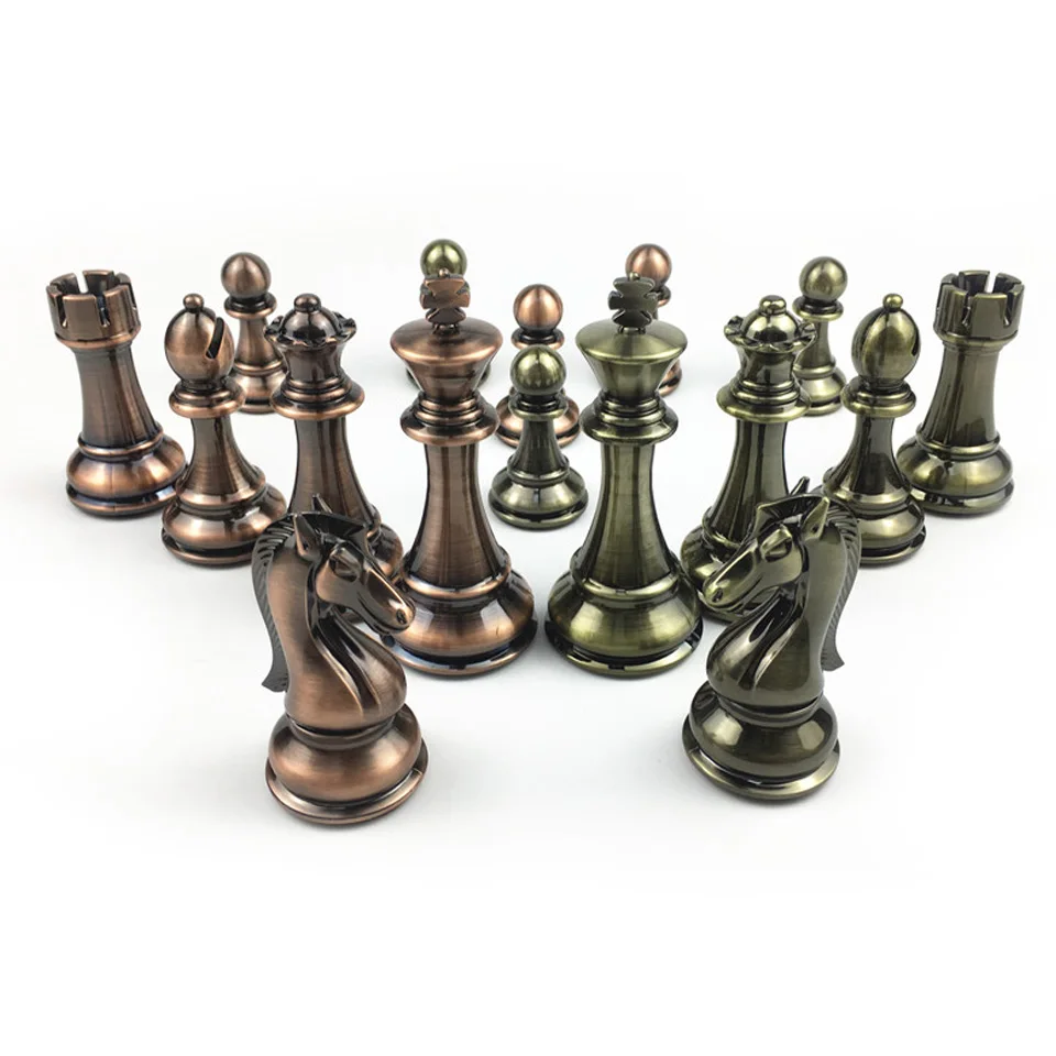 International Chessman No Chessboard Kirsite Electroplating Technology Chess set King Height 110mm Chess Game Bright Chess Piece