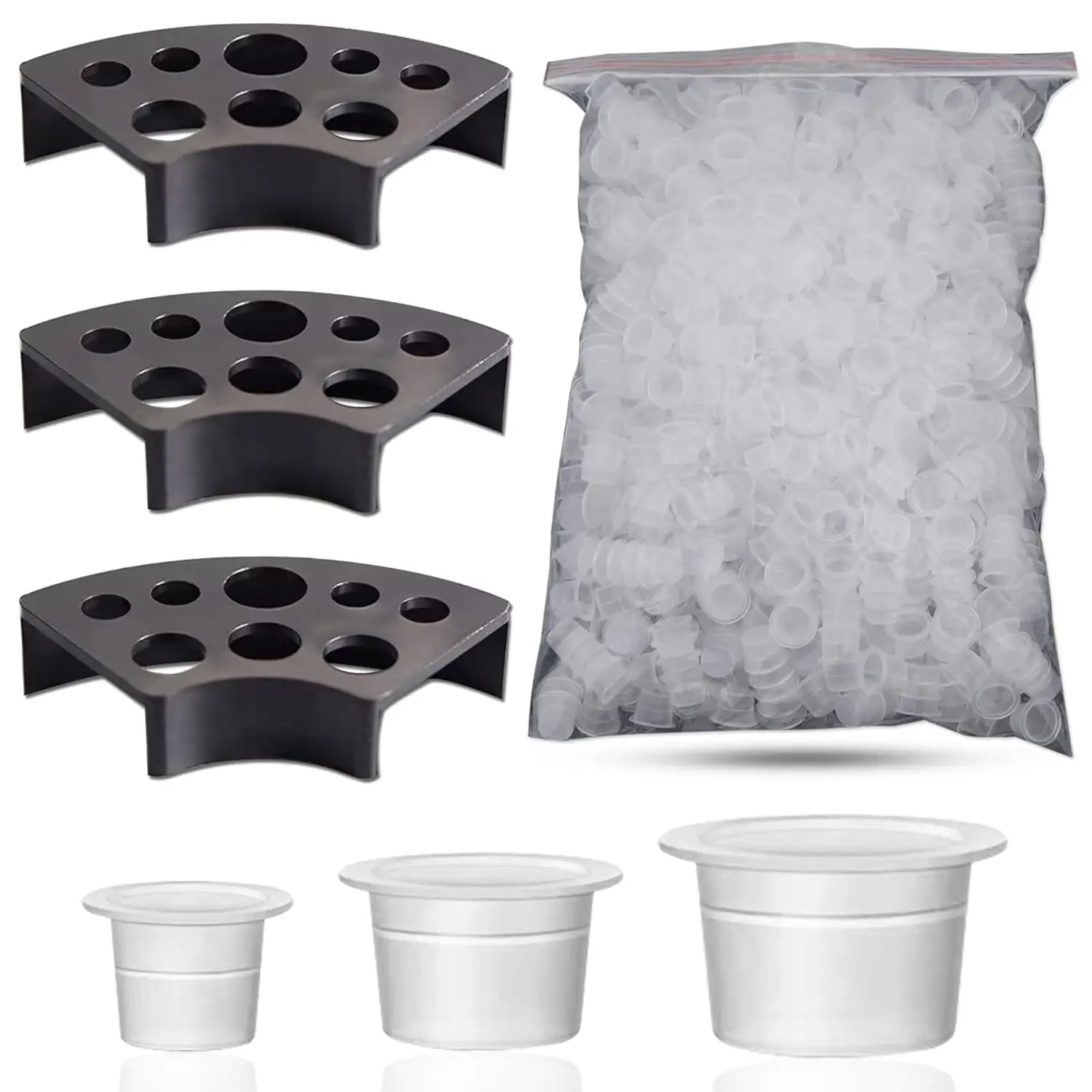 

300PCS Mixed S/M/L Tattoo Ink Cups with 3Pcs Black Tattoo Ink Cups Holder Tattoo Ink Caps Container Tattoo Kit Tattoo Supplies