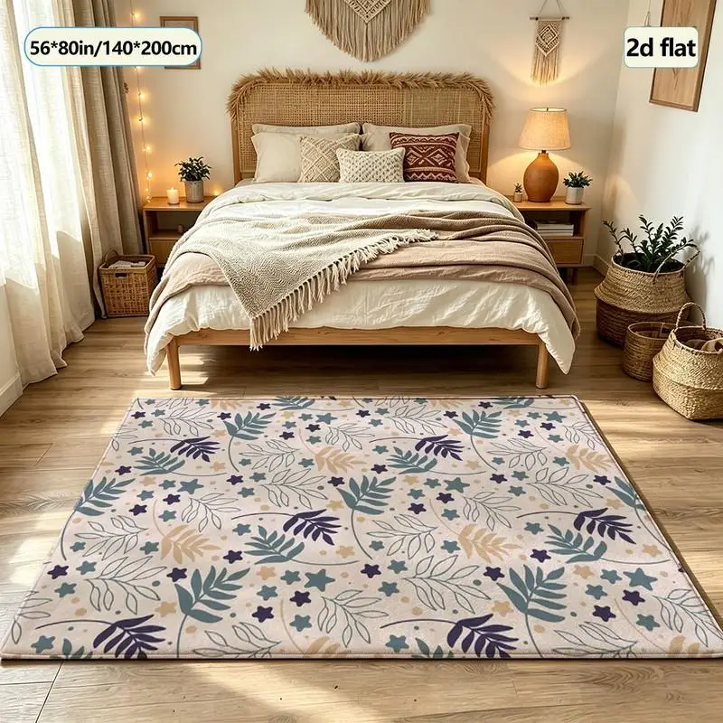 Muted Tone Leaf Star Bohemian Print Carpet Flooring Home Bedroom Living Room Floor Rug