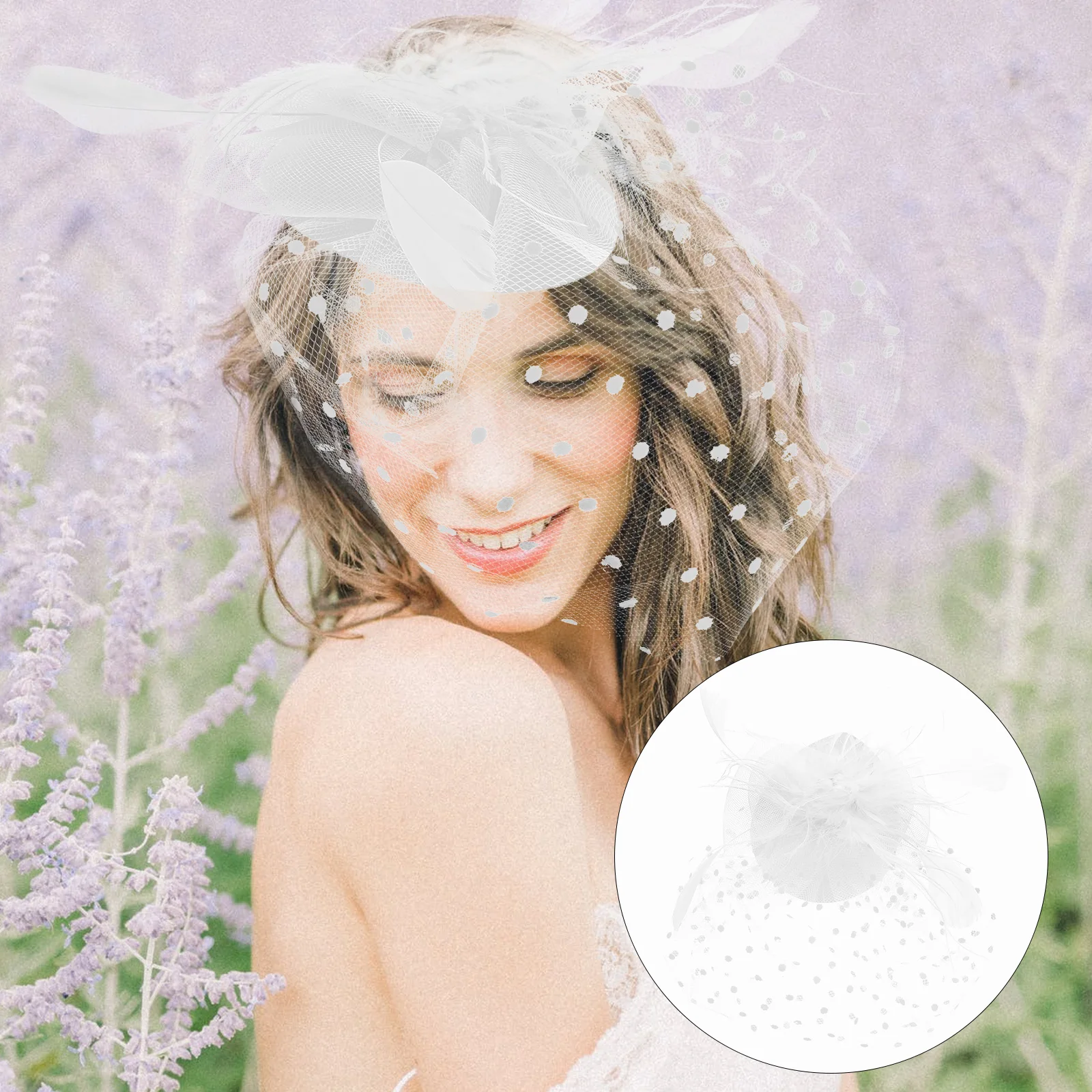 

Tea Party Headwear Mesh Hair Accessories Wedding Fascinator Clip for Women White Miss Bridal