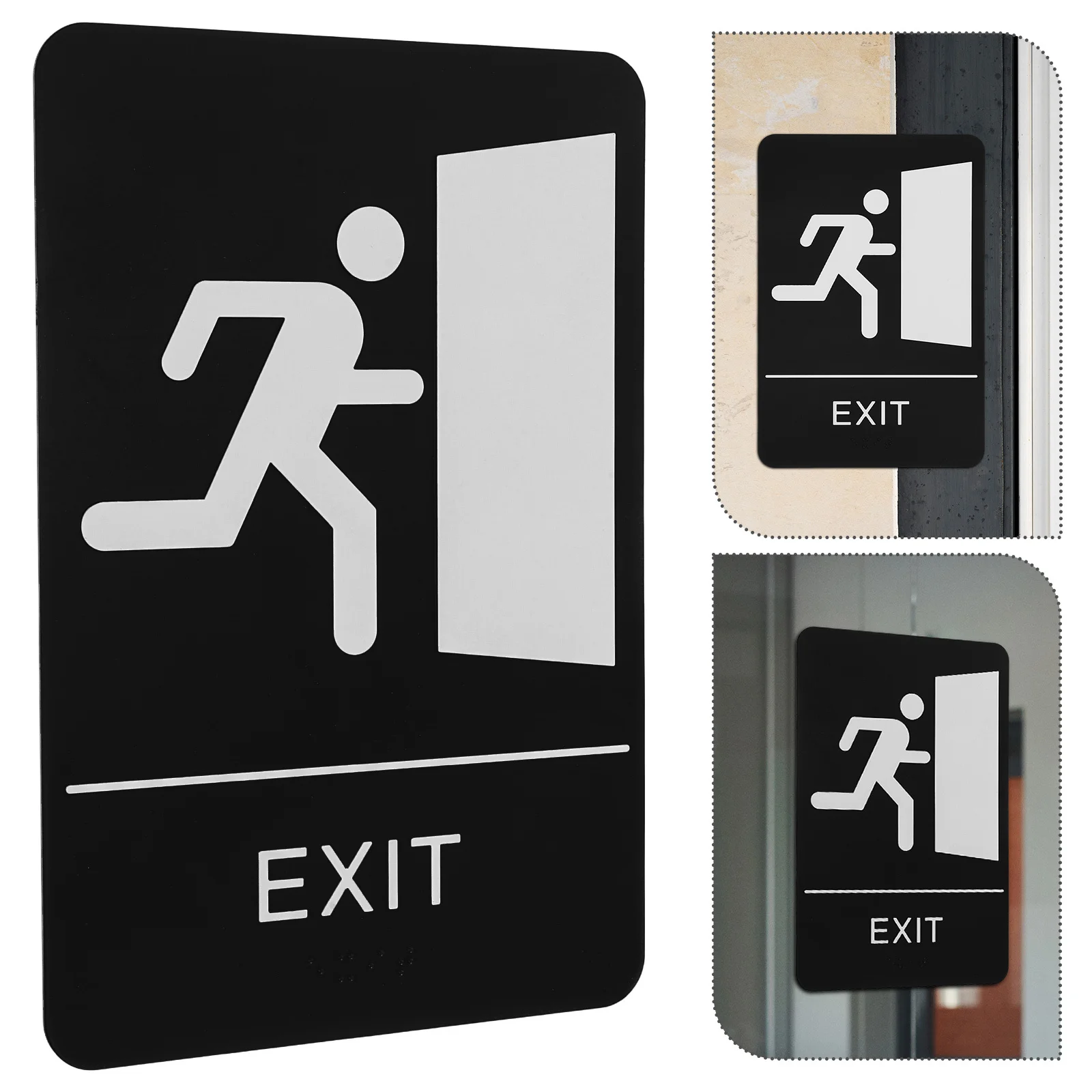 

Exit Sign 22.5X15Cm Tactile Braille Raised Letters For Emergency Safety Accessible Indicator Indoor Outdoor Use Building