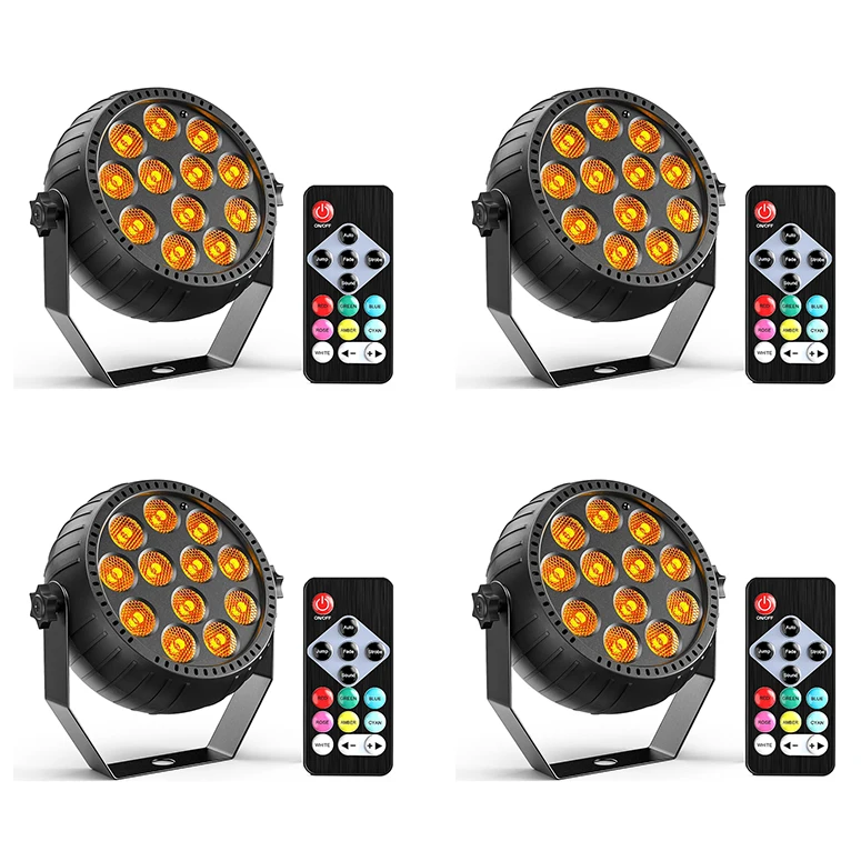 

4PCS RGB Disco DJ Lights Wireless Rechargeable Par Lights 12LEDs Mini Stage Light for Party Bar Club Wedding Birthday Theater ﻿