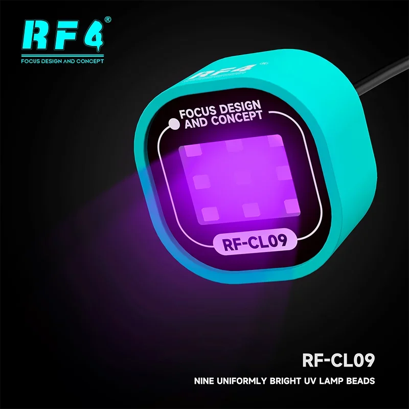 RF4 RF-CL09 Compact UV Curing Lamp with 9 LED Beads USB Powered Green Oil  Adhesive Curing Light for Phone PCB LCD Repair
